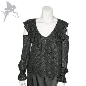 K/LAB Dark Victorian Cutout Ruffle Front Blouse